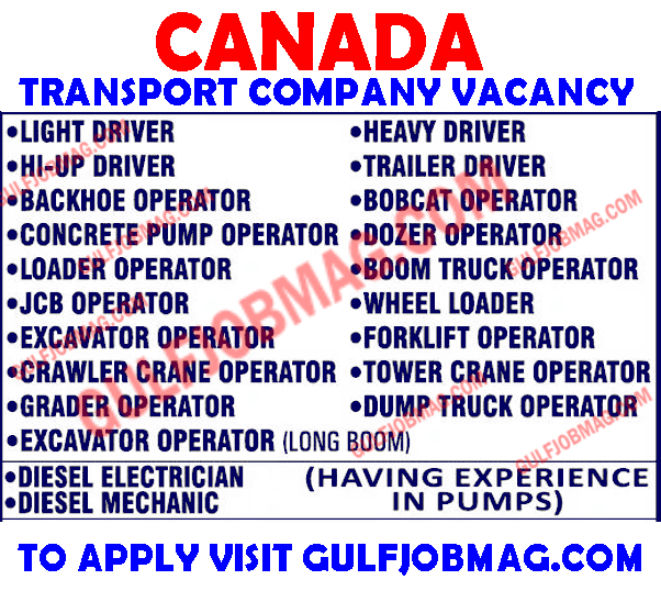 Transport Company Hiring For Canada Gulf Job Mag