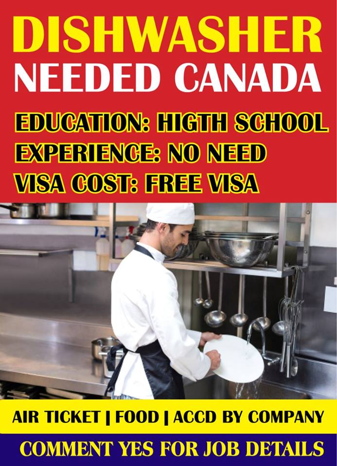 Dish washer wanted in Canada Gulf Job Mag