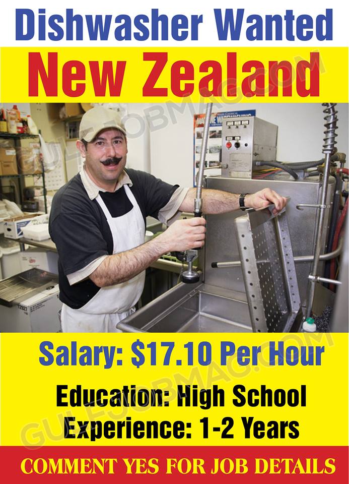 Dishwasher wanted in Newzealand Gulf Job Mag