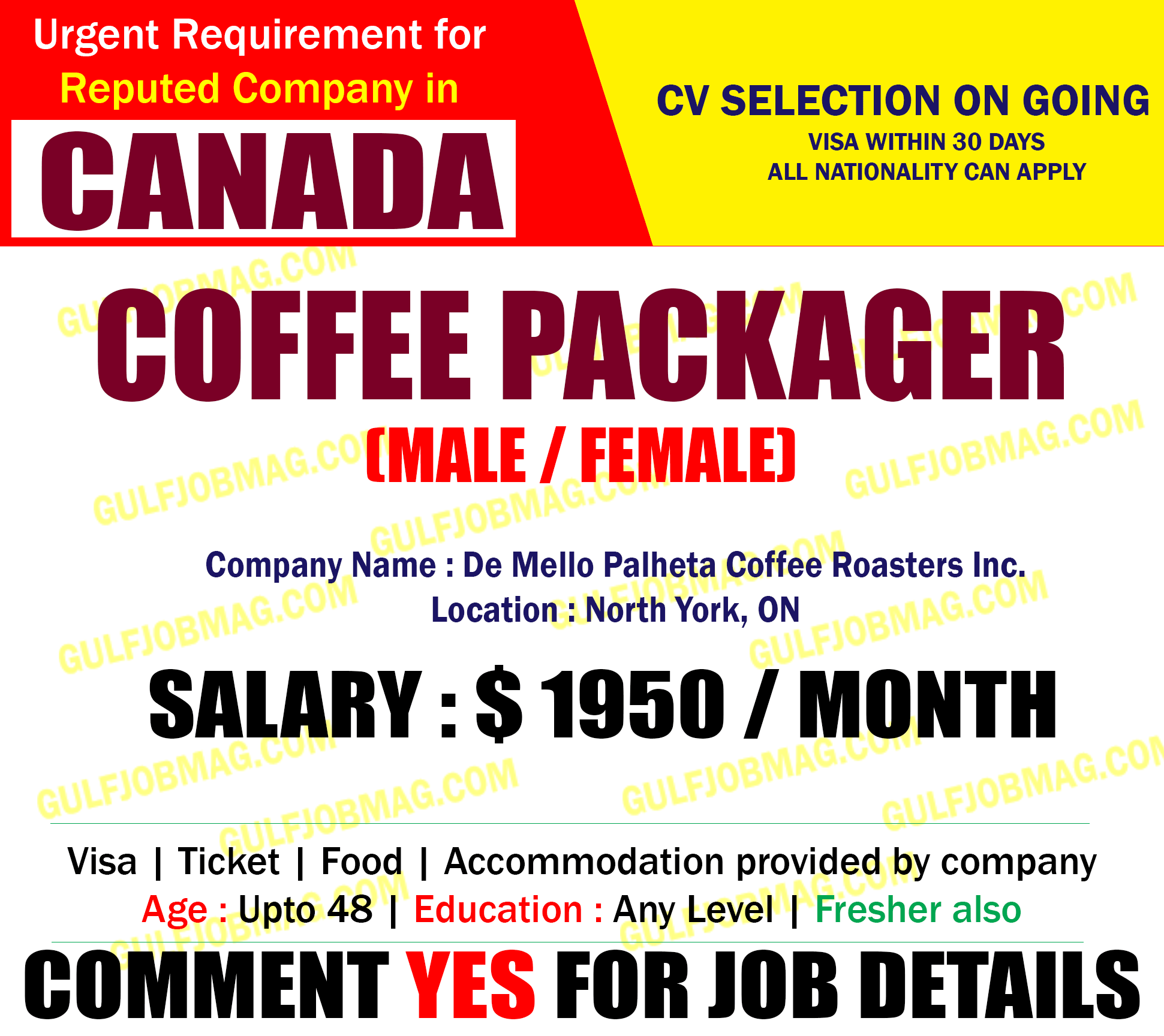 Coffee Packager wanted for CANADA Gulf Job Mag